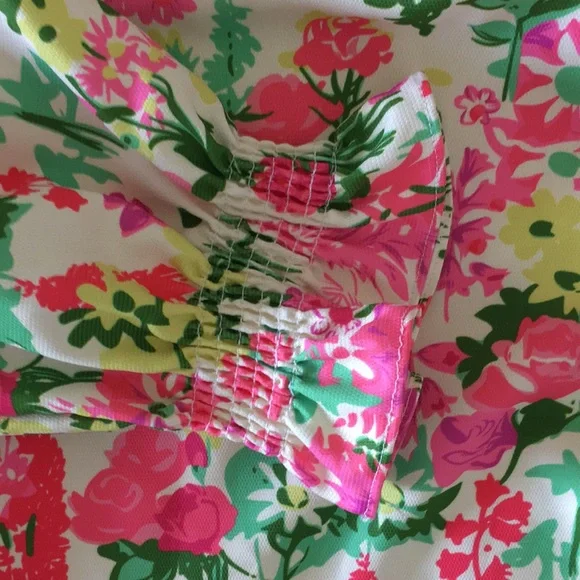 Tuckernuck Marguerite off shoulder blouse in spring floral S - Picture 12 of 13